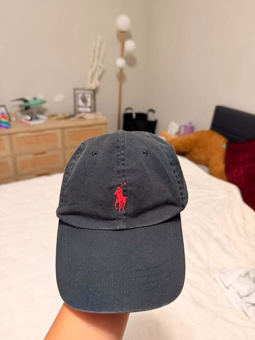 Polo Ralph Lauren Chino Baseball Cap One Size Black Red Logo Adjustable